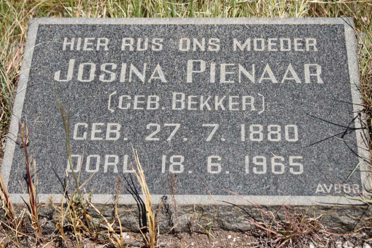 PIENAAR Josina nee BEKKER 1880-1965