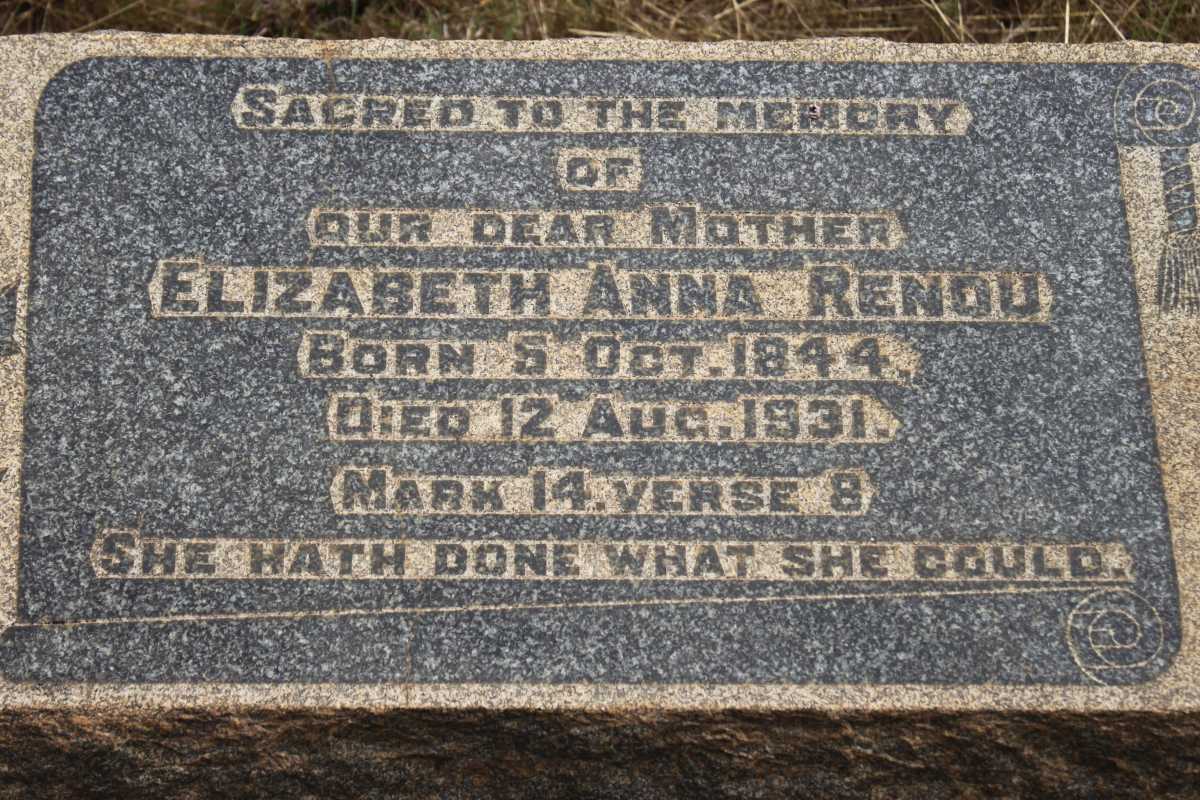 RENDU Elizabeth Anna 1844-1931