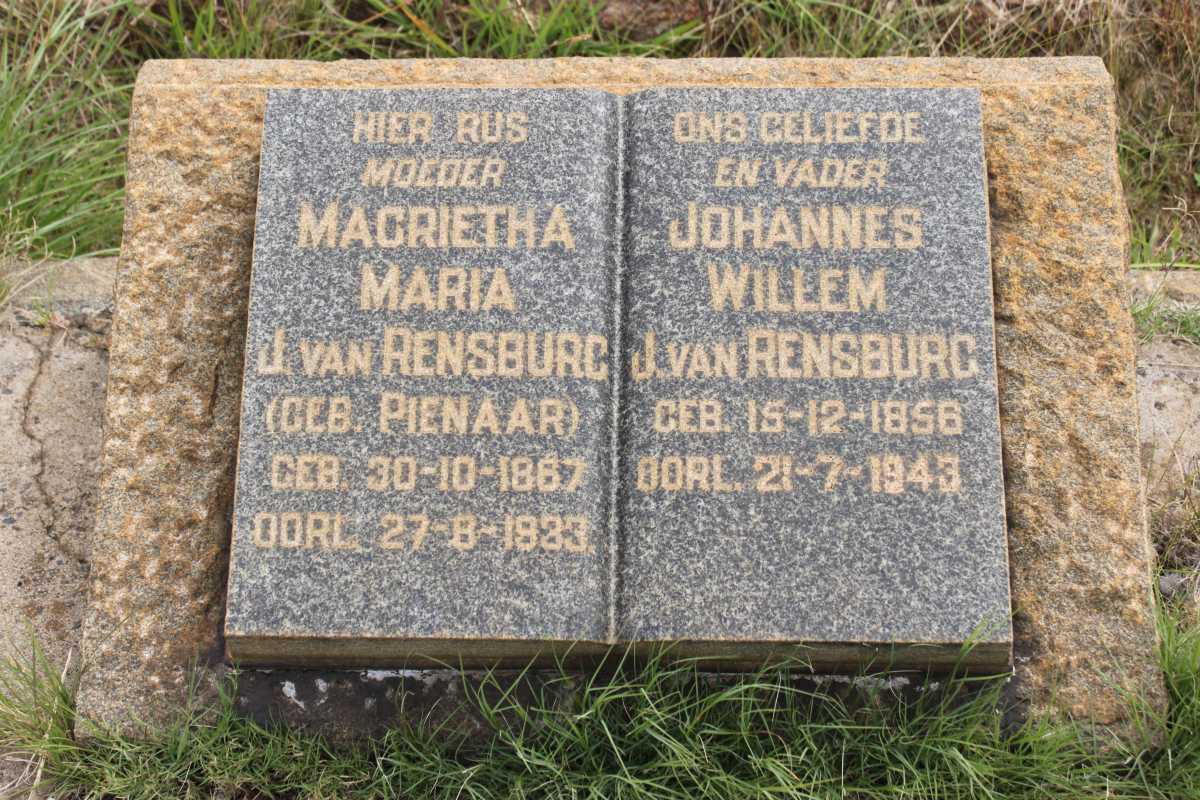 RENSBURG Johannes Willem, J van 1856-1943 &amp; Magrietha Maria PIENAAR 1867-1933