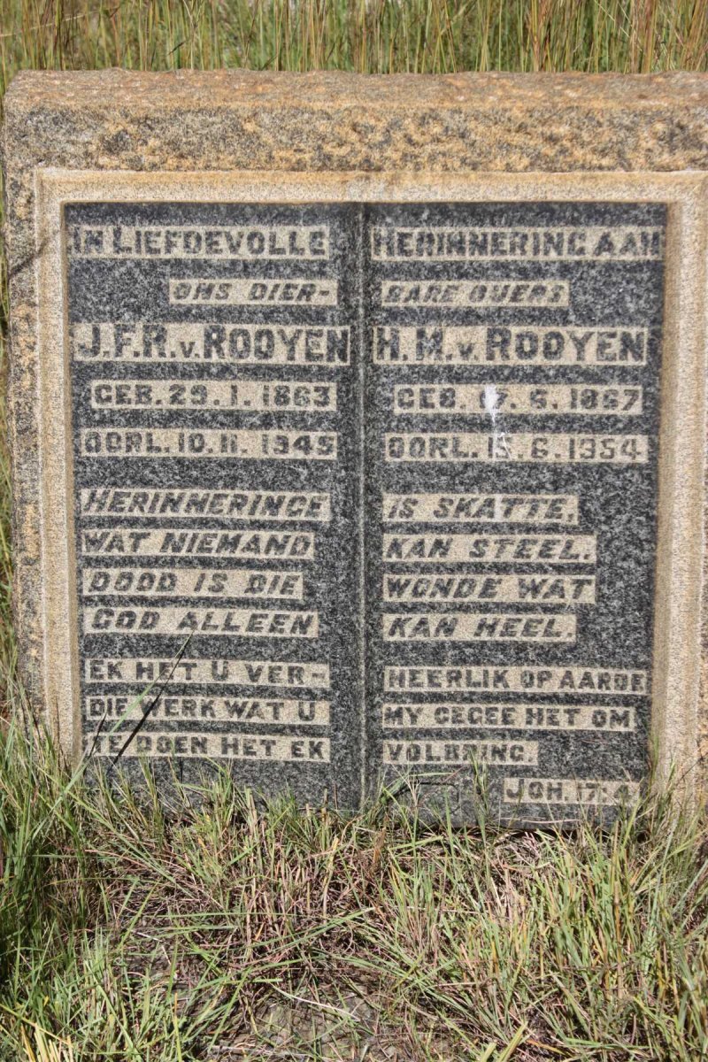 ROOYEN J.F.R., van 1863-1945 &amp; H.M. 1867-1954