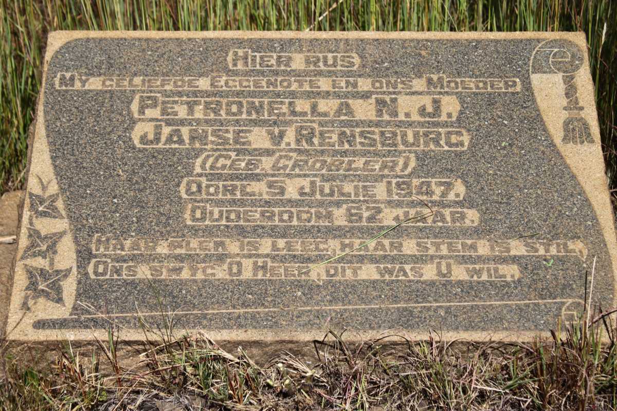 RENSBURG Petronella N.J., Janse v. geb GROBLER -1947