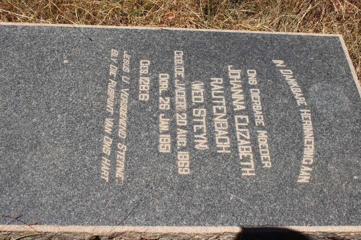 RAUTENBACH Johanna Elizabeth formerly STEYN nee DE JAGER 1869-1951