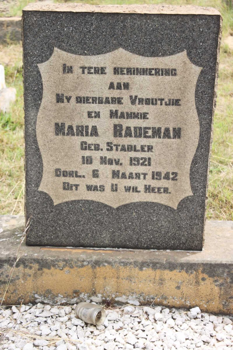 RADEMAN Maria nee STADLER 1921-1942