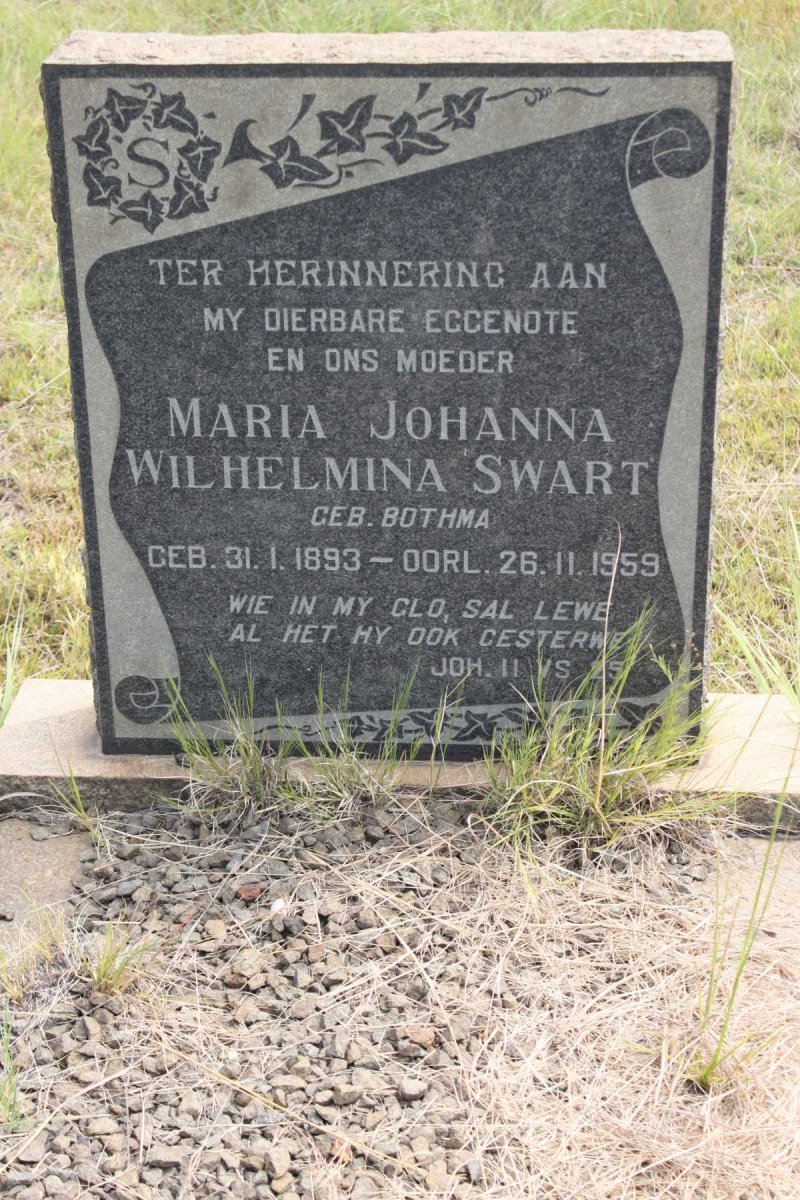 SWART Maria Johanna Wilhelmina geb BOTHMA 1893-1959