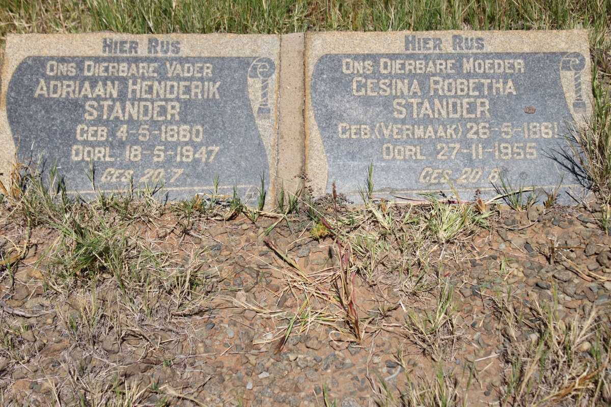 STANDER Adriaan Hendrik 1860-1947 &amp; Gesina Roberta VERMAAK 1861-1955