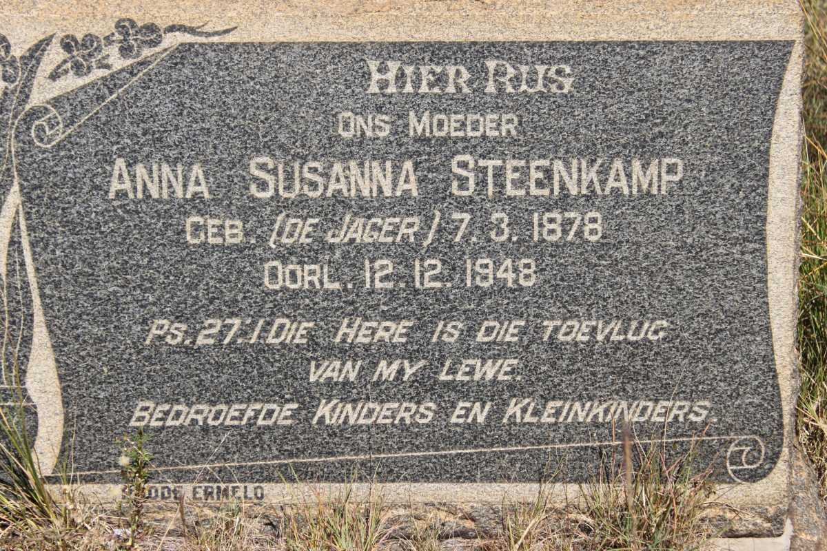 STEENKAMP Anna Susanna nee DE JAGER 1878-1948