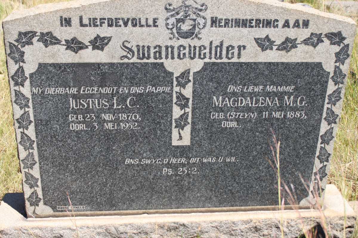 SWANEVELDER Justus L.C. 1870-1952 &amp; Magdalena M.G. STEYN 1883-