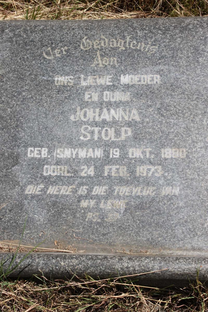 STOLP Johanna geb SNYMAN 1880-1973
