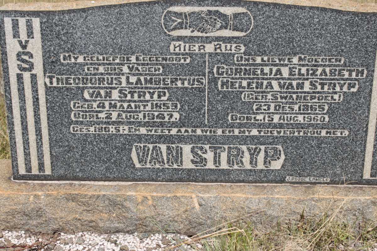 STRYP Theodorus Lambertus, van 1859-1947 &amp; Cornelia Elizabeth SWANEPOEL 1865-1960