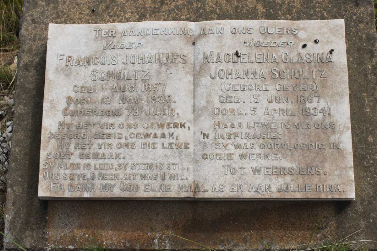 SCHOLTZ Francois Johannes 1857-1930 &amp; Magdelena Clasina Johanna GEYER 1867-1934