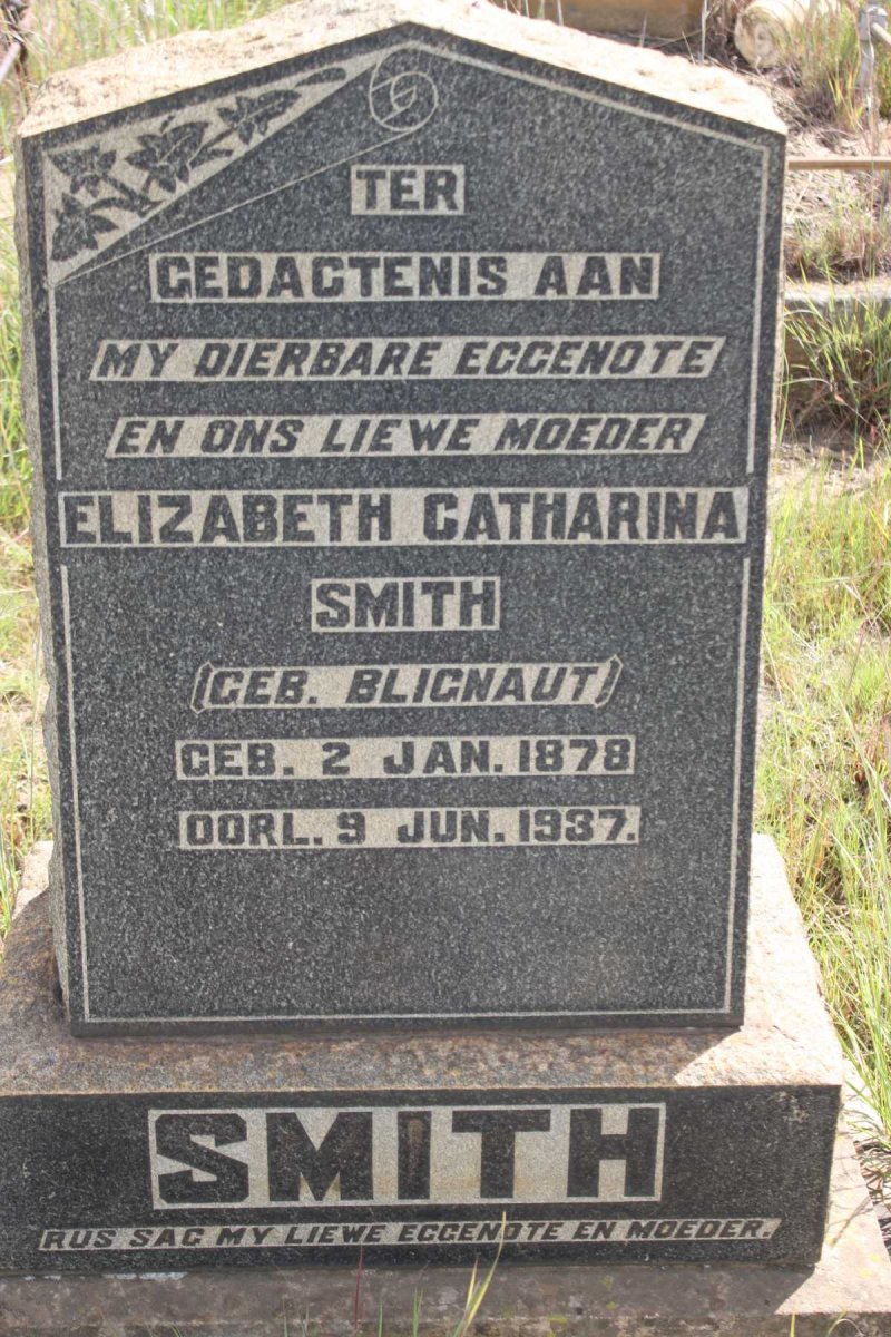 SMITH Elizabeth Catharina nee BLIGNAUT 1878-1937