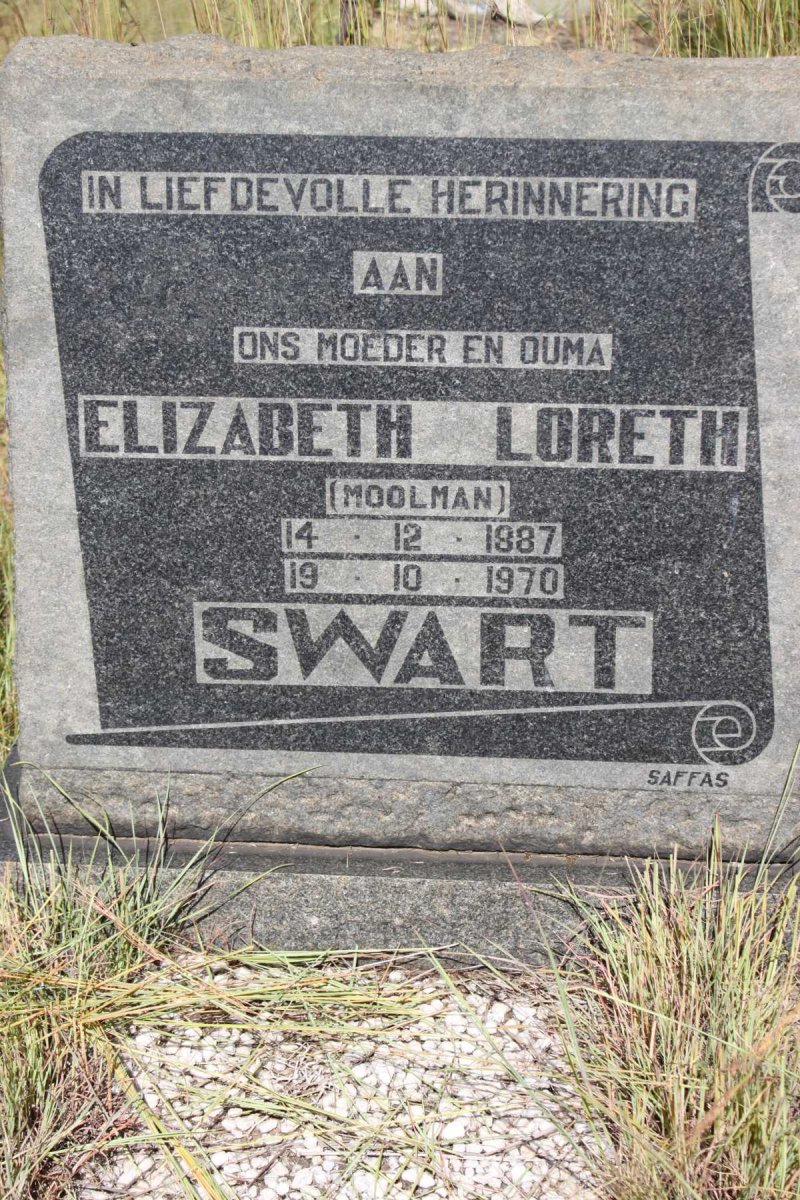 SWART Elizabeth Loreth geb MOOLMAN 1887-1970