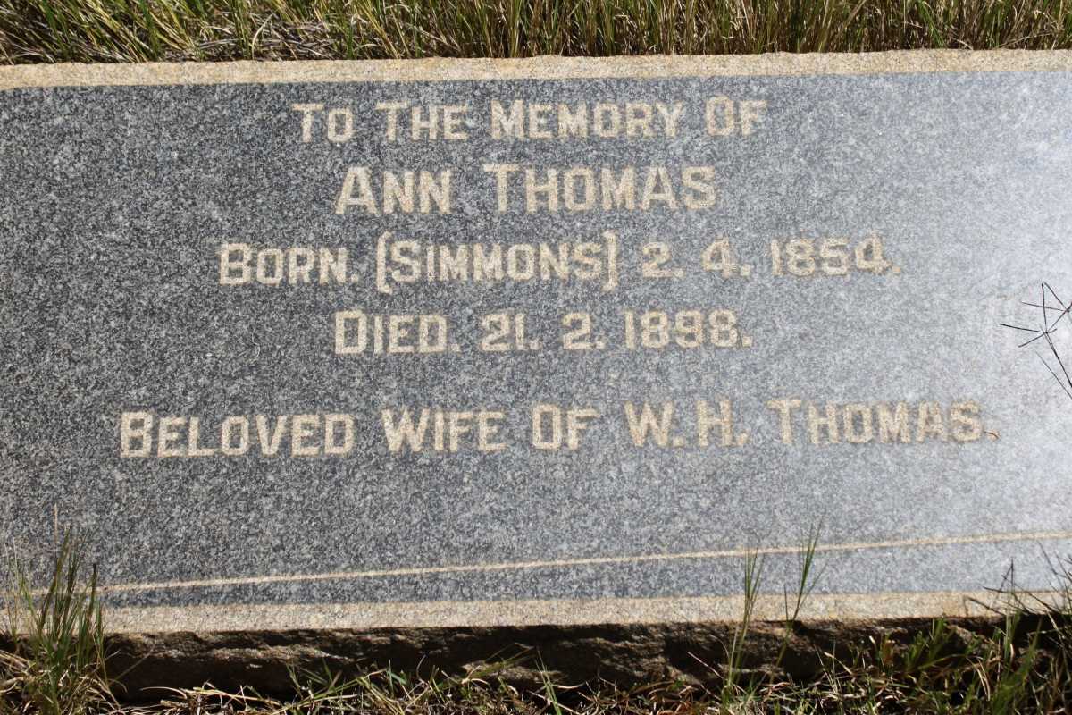 THOMAS Ann nee SIMMONS 1854-1898