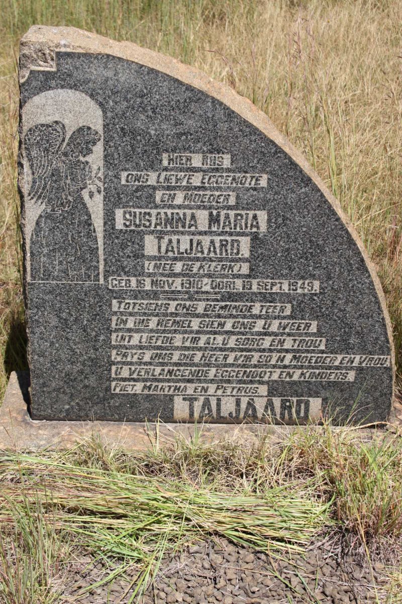 TALJAARD Susanna Maria nee DE KLERK 1910-1949