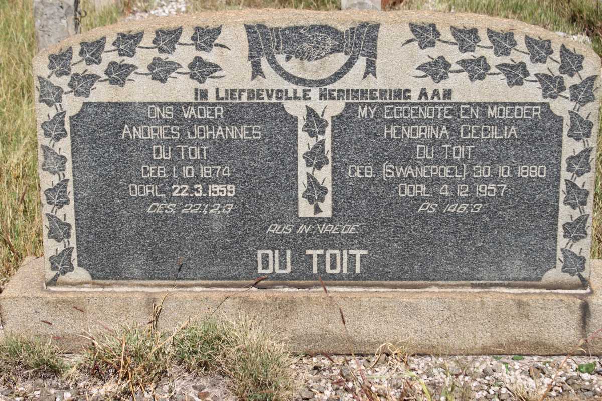 TOIT Andries Johannes, du 1874-1959 &amp; Hendrina Cecilia SWANEPOEL 1880-1957