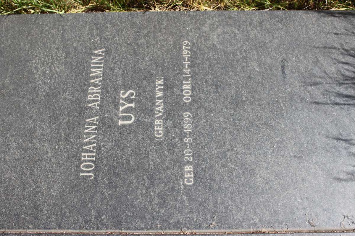 UYS Johanna Abramina geb VAN WYK 1899-1979