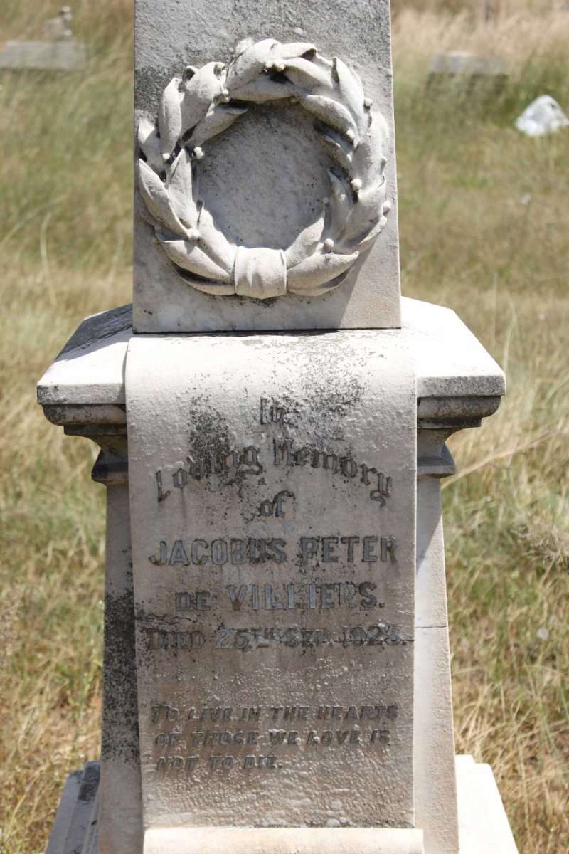 VILLIERS Jacobus Peter, de -1928