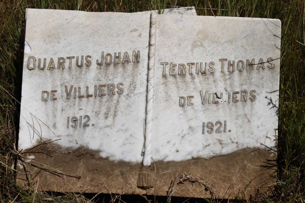 VILLIERS Quartus Johan, de -1912 :: DE VILLIERS Tertius Thomas -1921