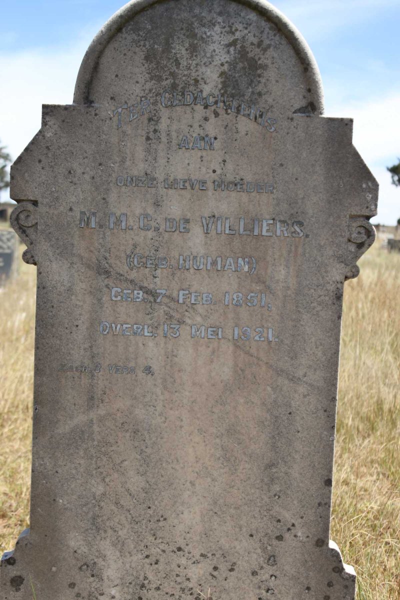 VILLIERS M.M.C., de nee HUMAN 1851-1921