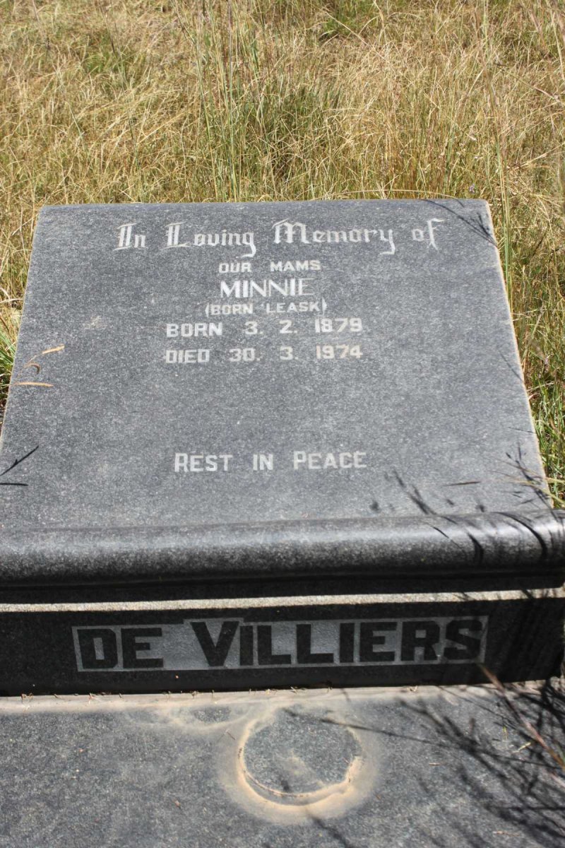 VILLIERS Minnie, de nee LEASK 1879-1974