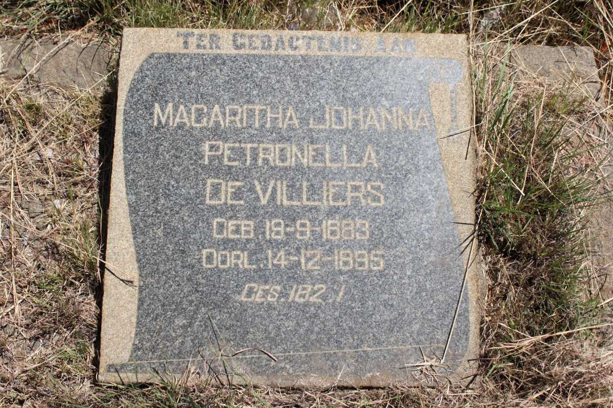 VILLIERS Magaritha Johanna Petronella, de 1883-1895