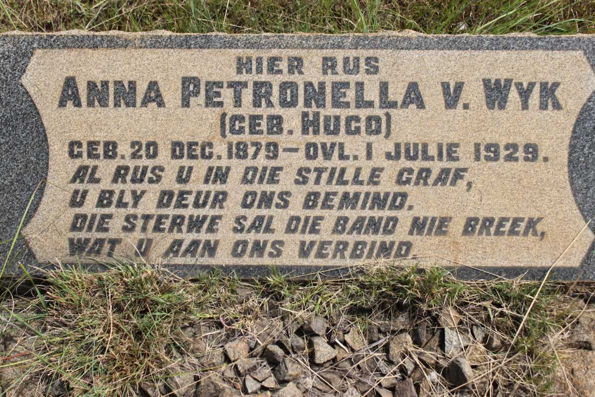 WYK Anna Petronella, van geb HUGO 1879-1929