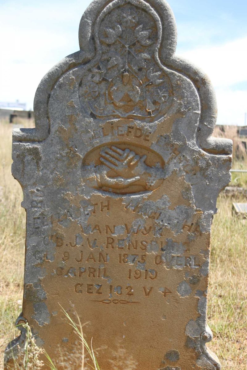 WYK Elizabeth Magretha, van nee J. VAN RENSBURG 1875-1919