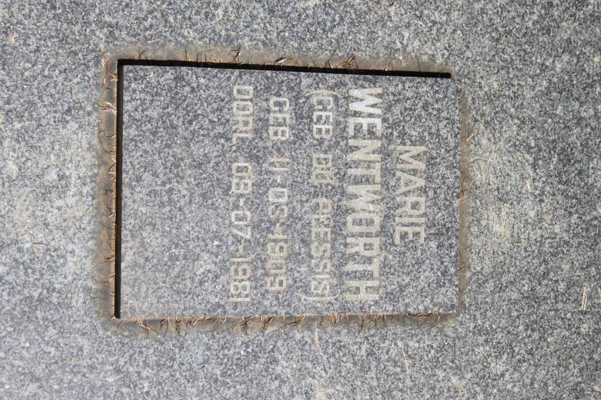 WENTWORTH Marie nee DU PLESSIS 1909-1981