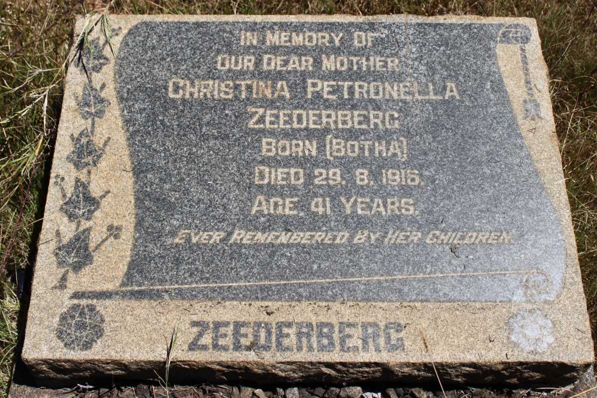 ZEEDERBERG Christina Petronella nee BOTHA -1916 