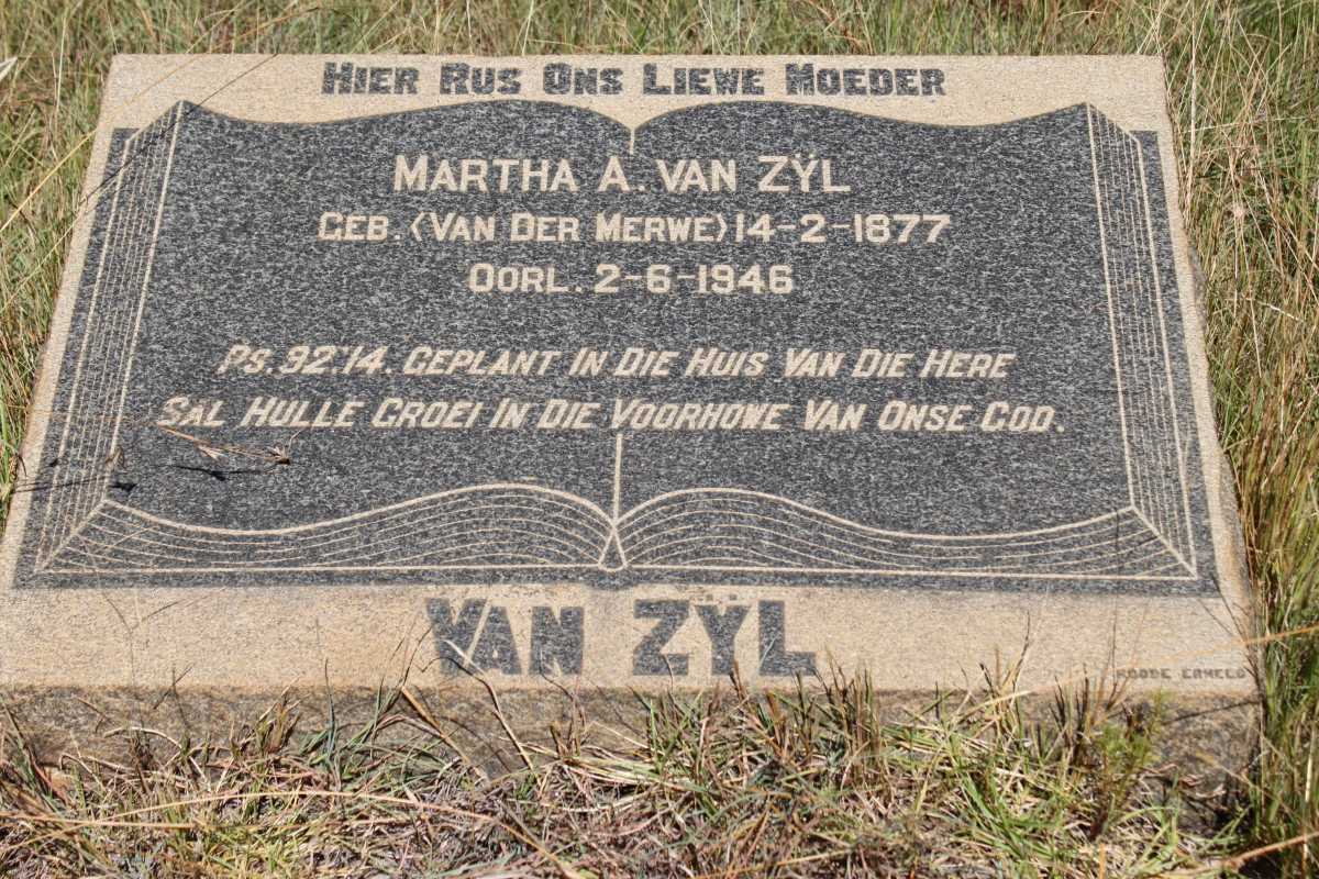 ZÝL Martha A., van geb VAN DER MERWE 1877-1946