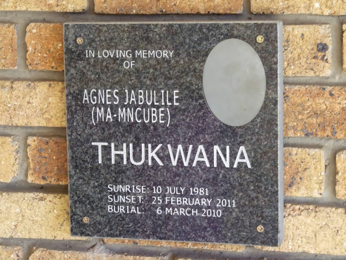 THUKWANA Agnes Jabulile 1981-2010