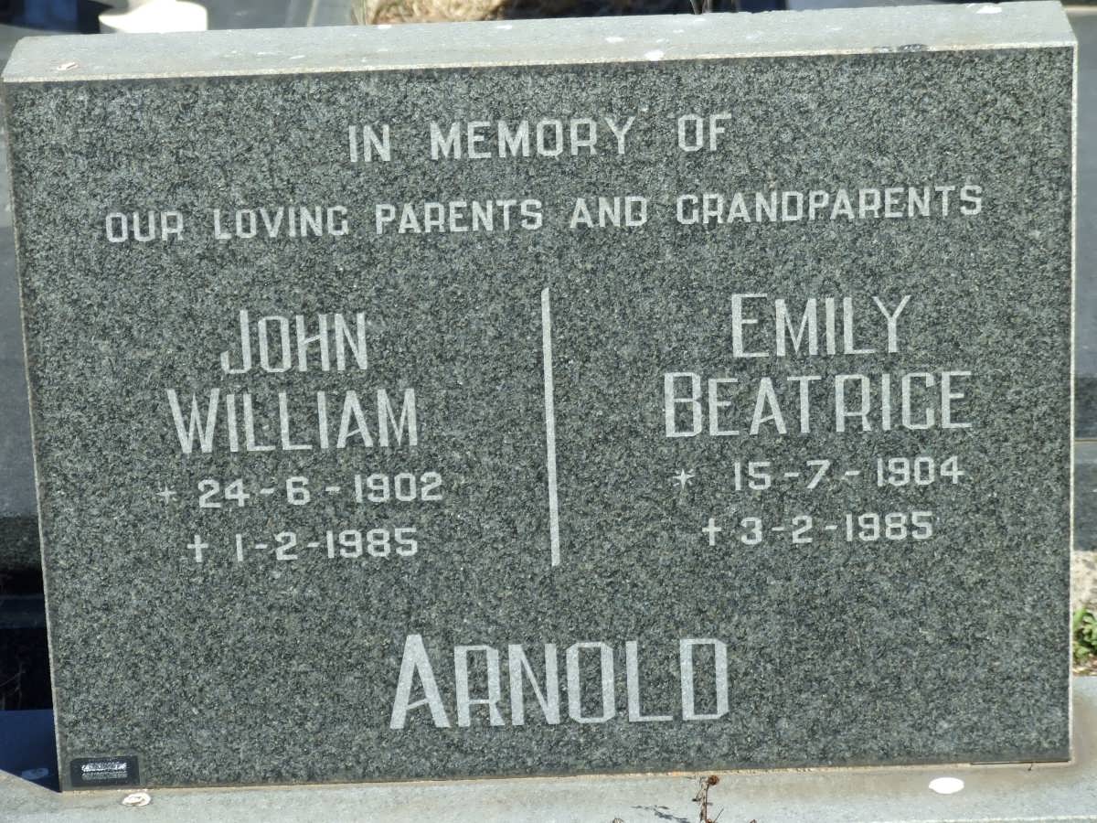 ARNOLD John William 1902-1985 &amp; Emily Beatrice 1904-1985