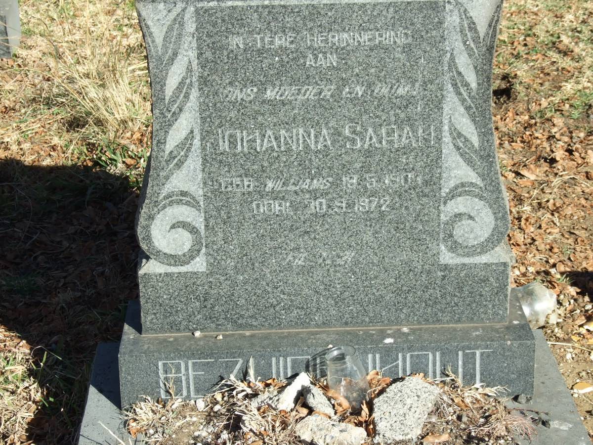 BEZUIDENHOUT Johanna Sarah nee WILLIAMS 1903-1972