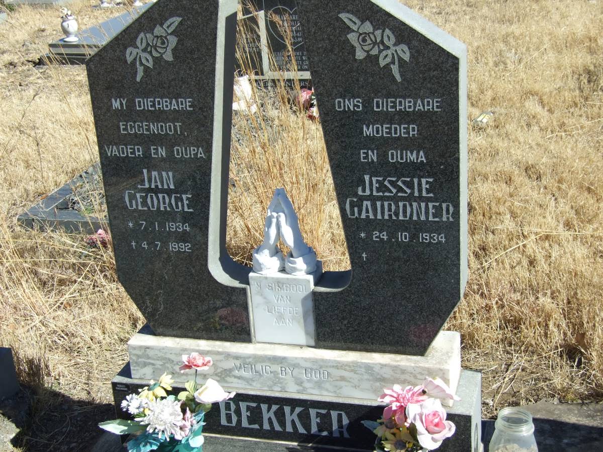BEKKER Jan George 1934-1992 &amp; Jessie Gairdner 1934-