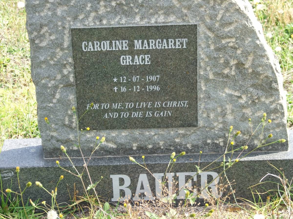 BAUER Caroline Margaret Grace 1907-1996