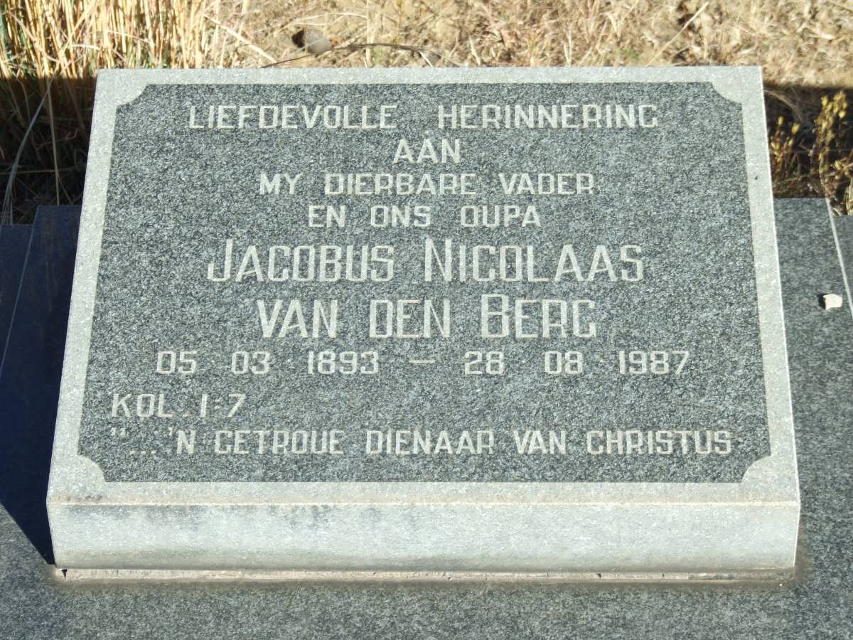 BERG Jacobus Nicolaas, van den 1893-1987