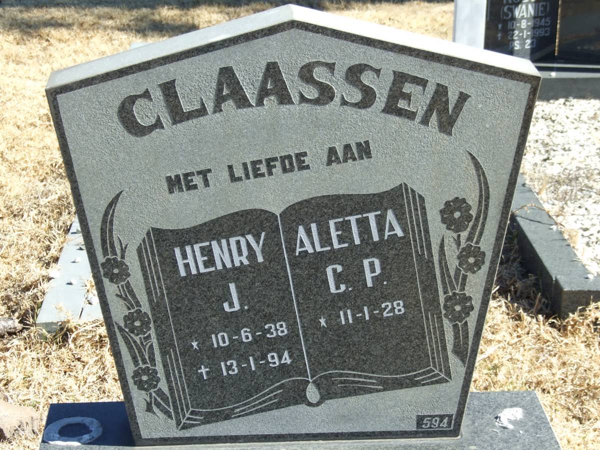 CLAASSEN Henry J. 1938-1994 &amp; Aletta C.P. 1928-