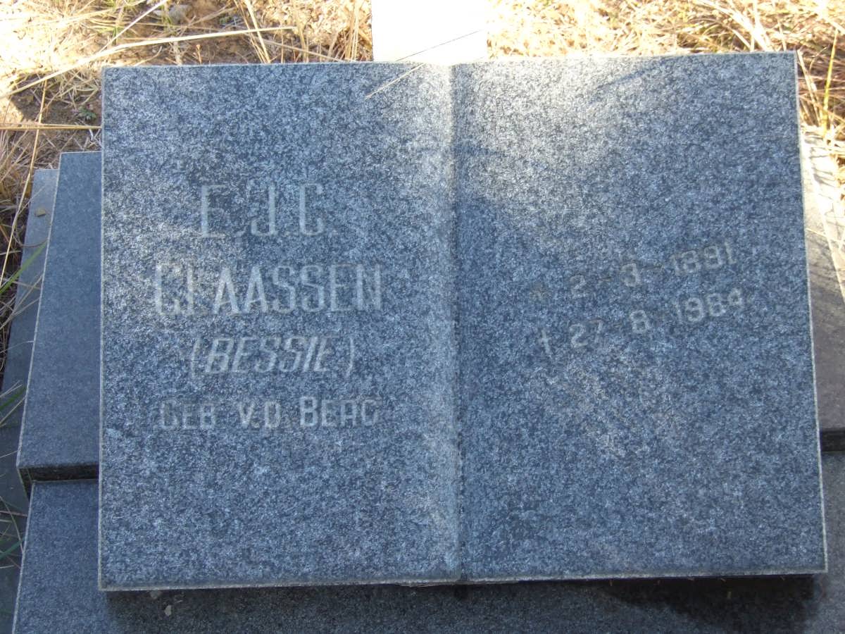 CLAASSEN E.J.C.  nee V.D. BERG 1891-1984