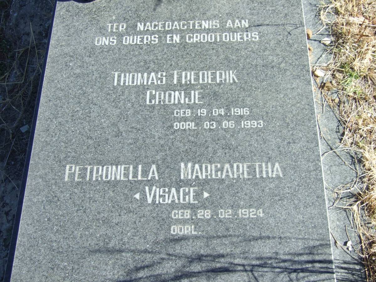 CRONJE Thomas Frederik 1916-1993 &amp; Petronella Margretha VISAGIE 1924-
