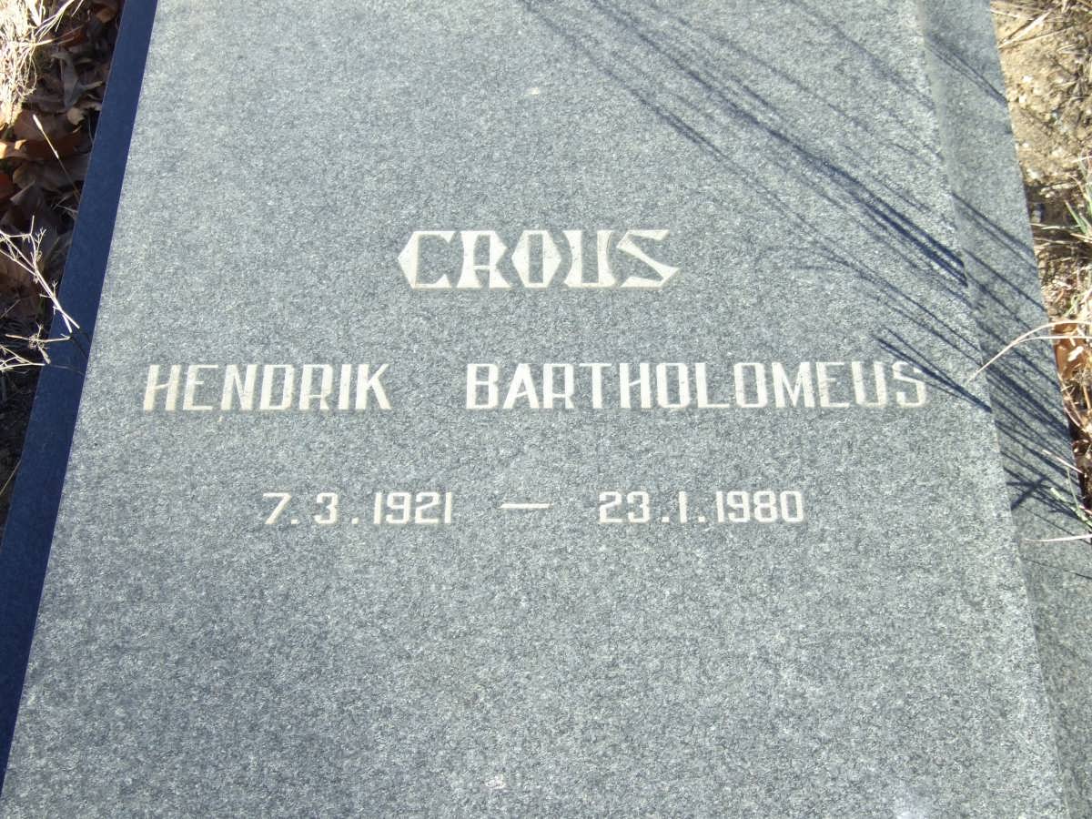 CROUS Hendrik Bartholomeus 1921-1980