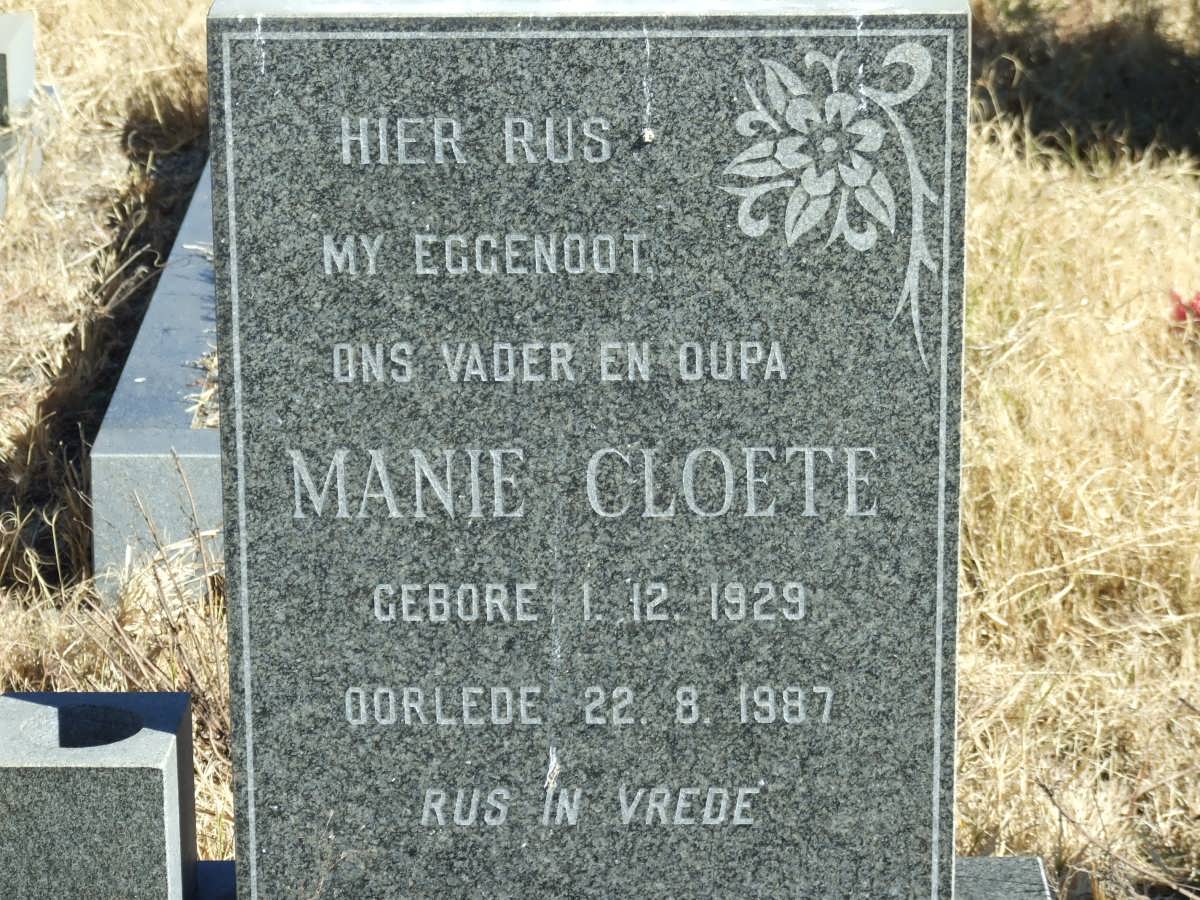 CLOETE Manie 1929-1987