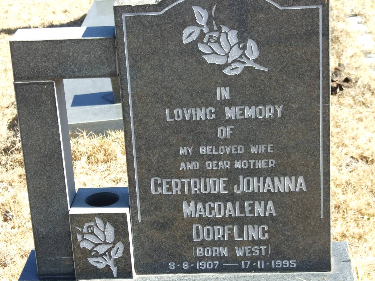 DORFLING Gertrude Johanna Magdalena nee WEST 1907-1995