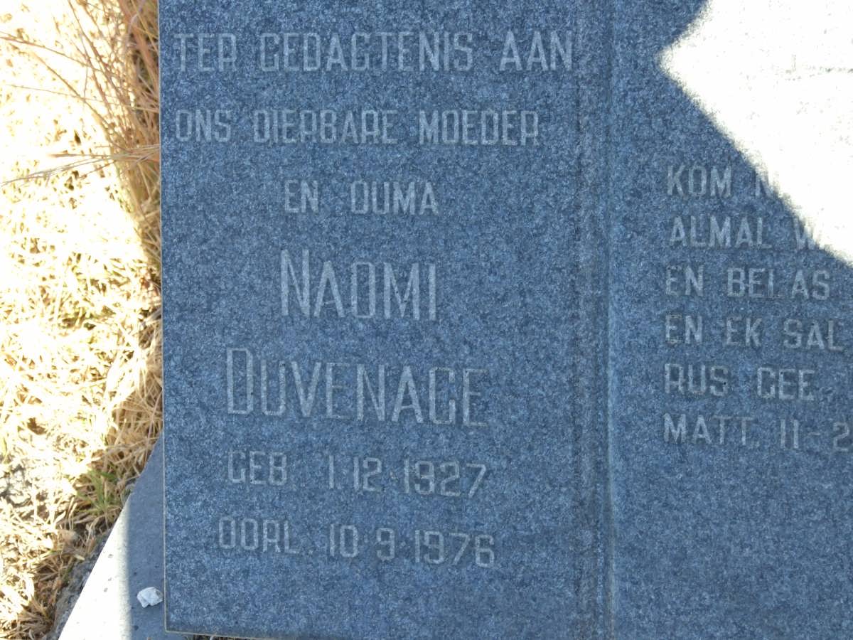 DUVENAGE Naomi 1927-1976