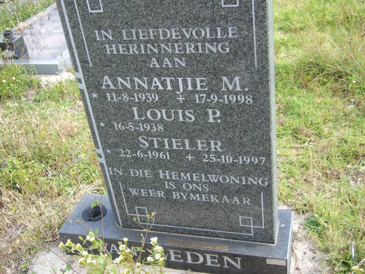 EEDEN Louis P., van 1938- &amp; Annatjie M. 1939-1998 :: Stieler 1961-1997