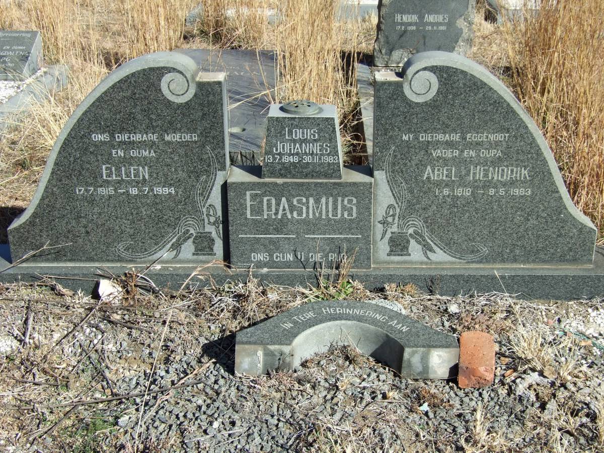 ERASMUS Abel Hendrik 1910-1983 &amp; Ellen 1915-1994  :: ERASMUS Louis Johannes 1948-1983