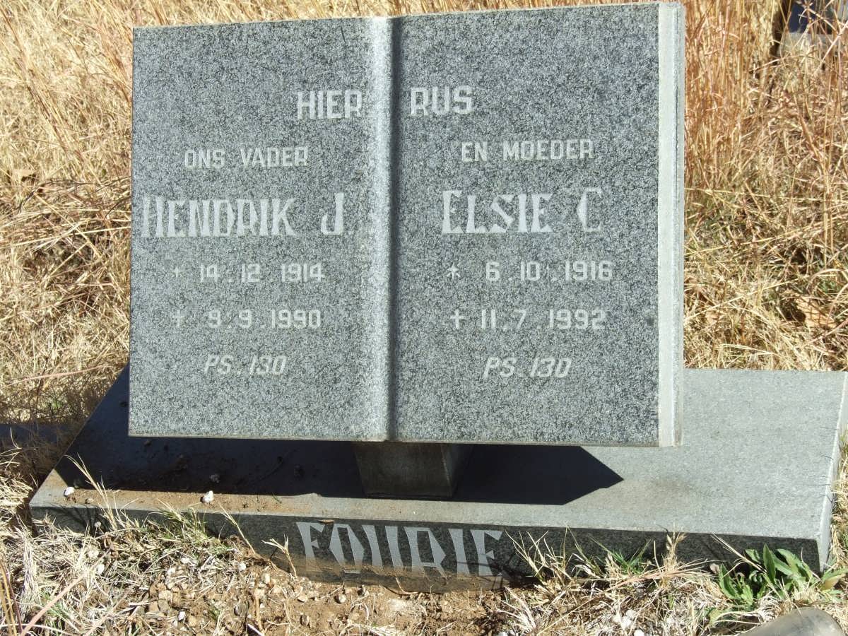 FOURIE Hendrik J. 1914-1990 &amp; Elsie C. 1916-1992