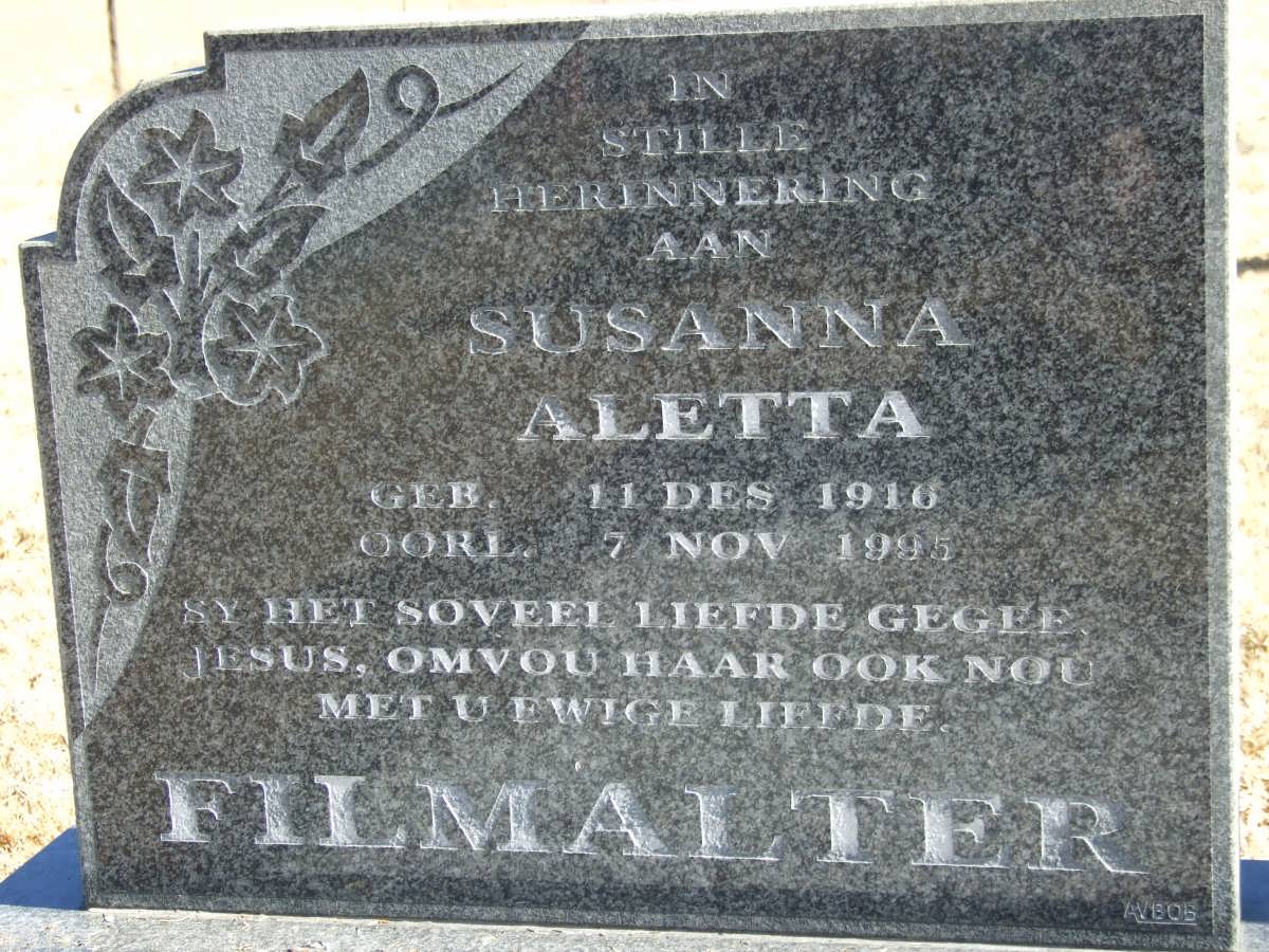 FILMALTER Susanna Aletta 1910-1995