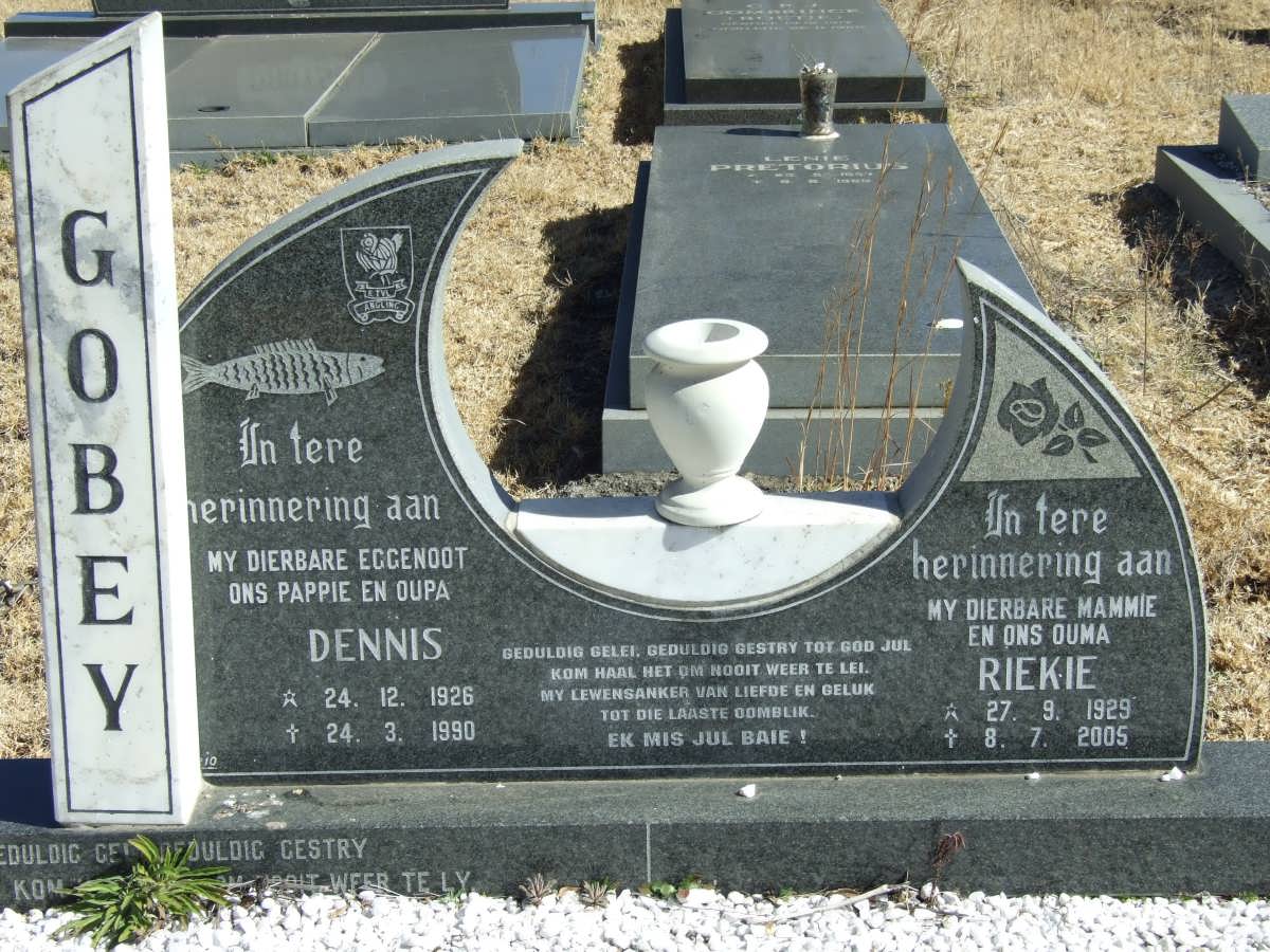 GOBEY Dennis 1926-1990 &amp; Riekie 1929-2005