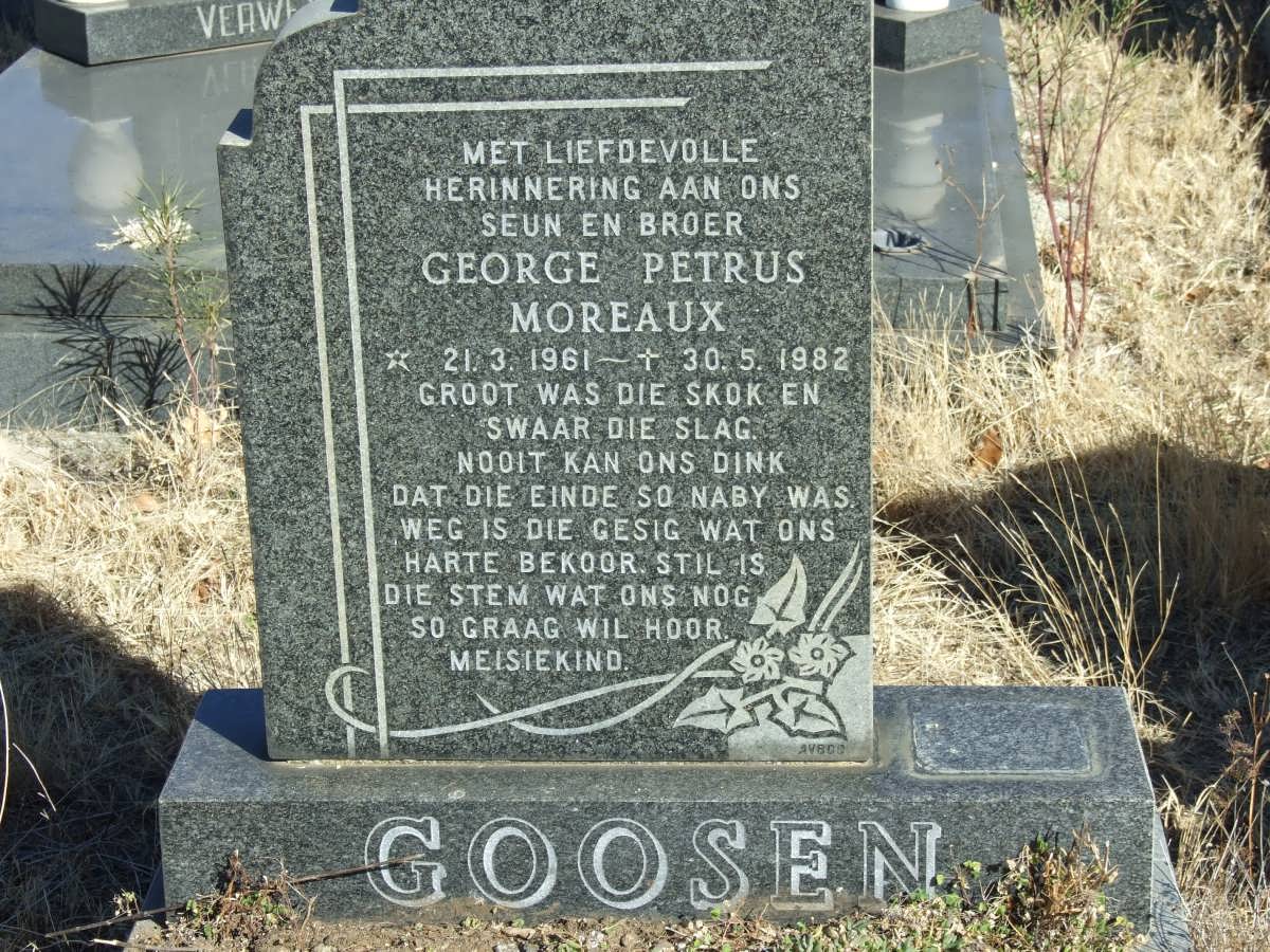 GOOSEN George Petrus Moreaux 1961-1982