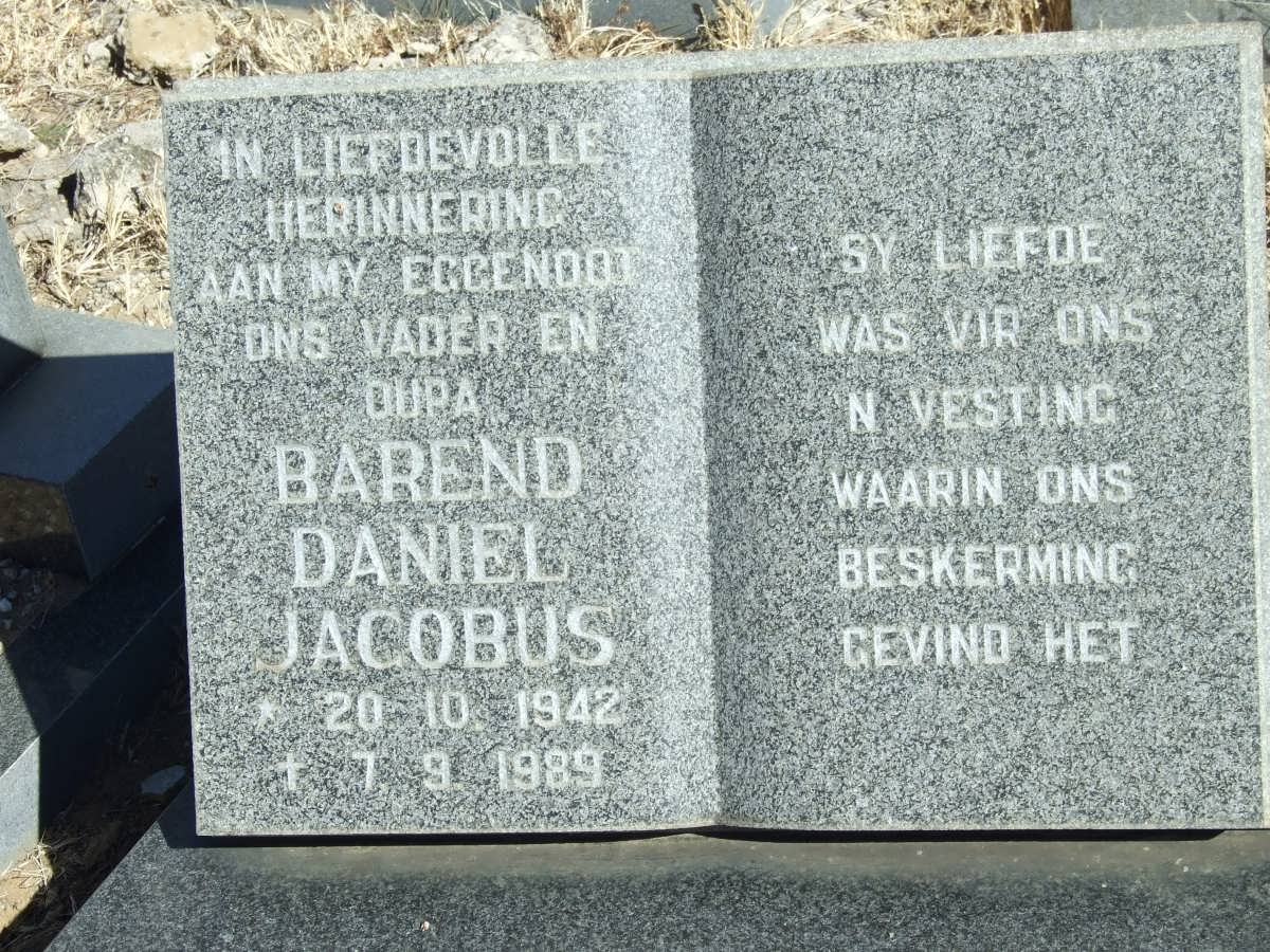 GREYVENSTEYN Barend Daniel Jacobus 1942-1989 &amp; Maria Jacoba Glaudina 1939-